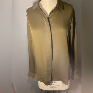Olive green button up blouse